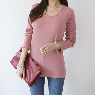 U-neck Slim-fit Long T-shirt