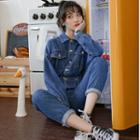 Long-sleeve Denim Shirt Jumpsuit