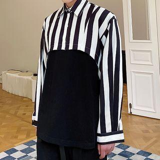 Long Sleeve Pinstripe Crop Shirt