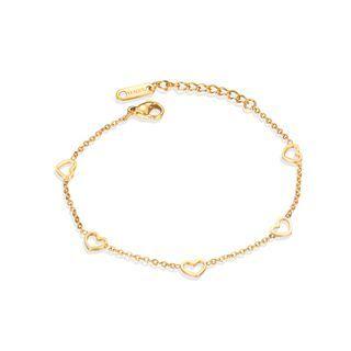 Simple And Sweet Plated Gold Hollow Heart 316l Stainless Steel Bracelet Golden - One Size
