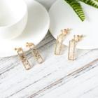 925 Sterling Silver Gold Leaf Bar Dangle Earring