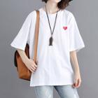 Elbow-sleeve Heart Print T-shirt White - One Size