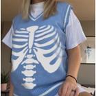 Skeleton Print Sweater Vest