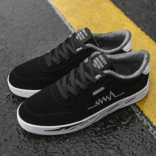 Fleece-lining Stitched Lace-up Sneakers