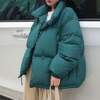 Plain Buttoned Puffer Jacket