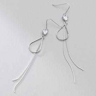Geometry Rhinestone Drop Earring 1 Pair - Silver - One Size
