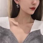 Acrylic Open Heart Sterling Silver Ear Stud 1 Pair - E3007 - Black - One Size