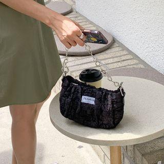 Patched Crinkled Chain Shoulder Bag