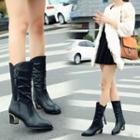 Chunky-heel Zip-up Mid-calf Boots