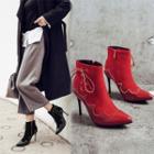 Pointed Lace-up High Heel Ankle Boots