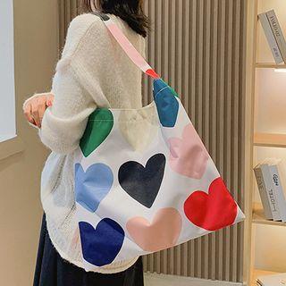 Canvas Heart Tote Bag White - One Size