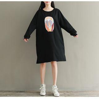 Printed Pullover Midi Dress