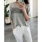 Dolman-sleeve Lace-trim T-shirt