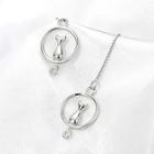 925 Sterling Silver Non-matching Cat Dangle Earring 1 Pair - S925 Sterling Silver - Silver - One Size
