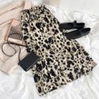 Leopard Print Midi Skirt Khaki - One Size