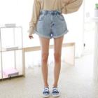 Paperbag-waist Denim / Cotton Shorts