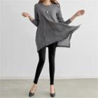 Long-sleeve Asymmetric-hem A-line T-shirt