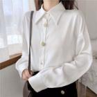 Long-sleeve Embellished Shirt White - One Size