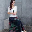Set: Top + Floral Maxi Skirt