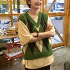 Argyle Knit Vest Green - One Size