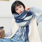 Fringed Color Block Winter Scarf
