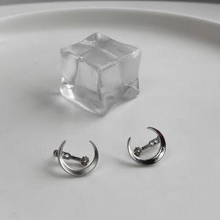Moon Rhinestone Alloy Earring 1 Pair - Silver - One Size