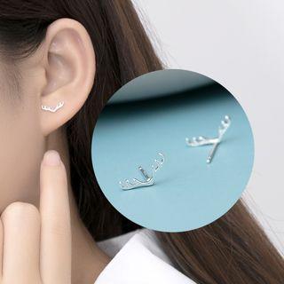 Deer Horn Stud Earring S925 - Antlers - One Size