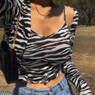 V-neck Zebra-printed Camisole Top
