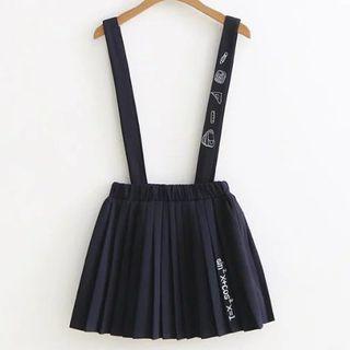Strapped Pleated Skirt