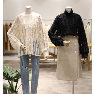 Plain Lace Long-sleeve Shirt