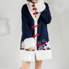 Mock Two-piece Embroidered Frog-button Coat
