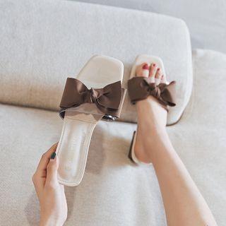 Chunky Heel Bow Slide Sandals