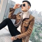 Faux-suede Fleece-lined Button Jacket
