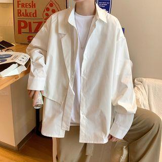 Mock Two-piece Plain Shirt Jacket
