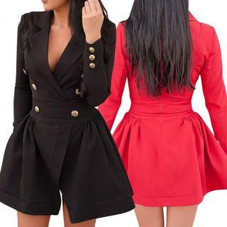 Double Breasted Long-sleeve Coat Dress