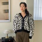 Ringer Pattern Knit Cardigan Ivory - One Size