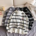Embroidered Stripe Knit Top