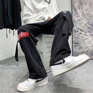 Paisley Detail Straight Leg Pants