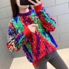 Patterned Sweater Red & Blue & Green - One Size