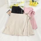 Tie-waist Pleated Mini A-line Skirt