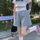 Two-tone Wide Leg Sweatshorts Gray - One Size