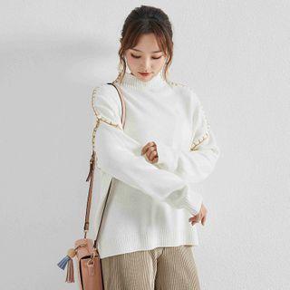 Mock-neck Sweater White - One Size
