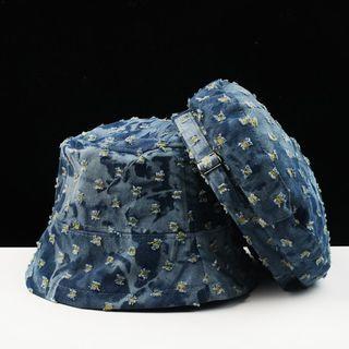 Textured Denim Bucket Hat / Beret