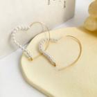 Sterling Silver Faux Pearl Heart Earring 1 Pair - White & Gold - One Size