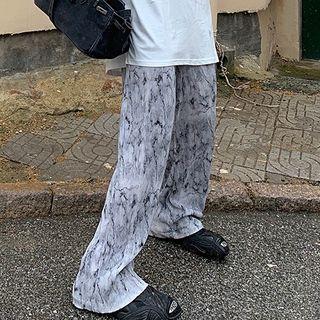 Tie Dye Drawstring Wide-leg Pants