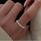 Freshwater Pearl Rhinestone Ring 1 Pc - Silver - One Size