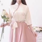 Elbow-sleeve Midi Embroidered Hanfu Dress