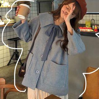Tie Neck Button Coat