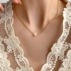 Faux Pearl Pendant Alloy Necklace Type A - Gold - One Size