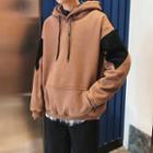 Color Block Loose-fit Pocketed Hooded Sweatshirt